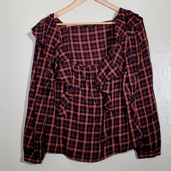 Madewell Plaid Ruffle Blouse - Picture 3 of 8